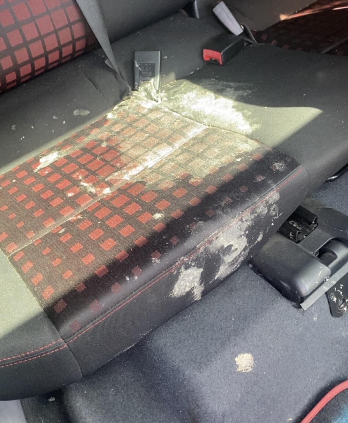 Vehicle seat before cleaning, result 1